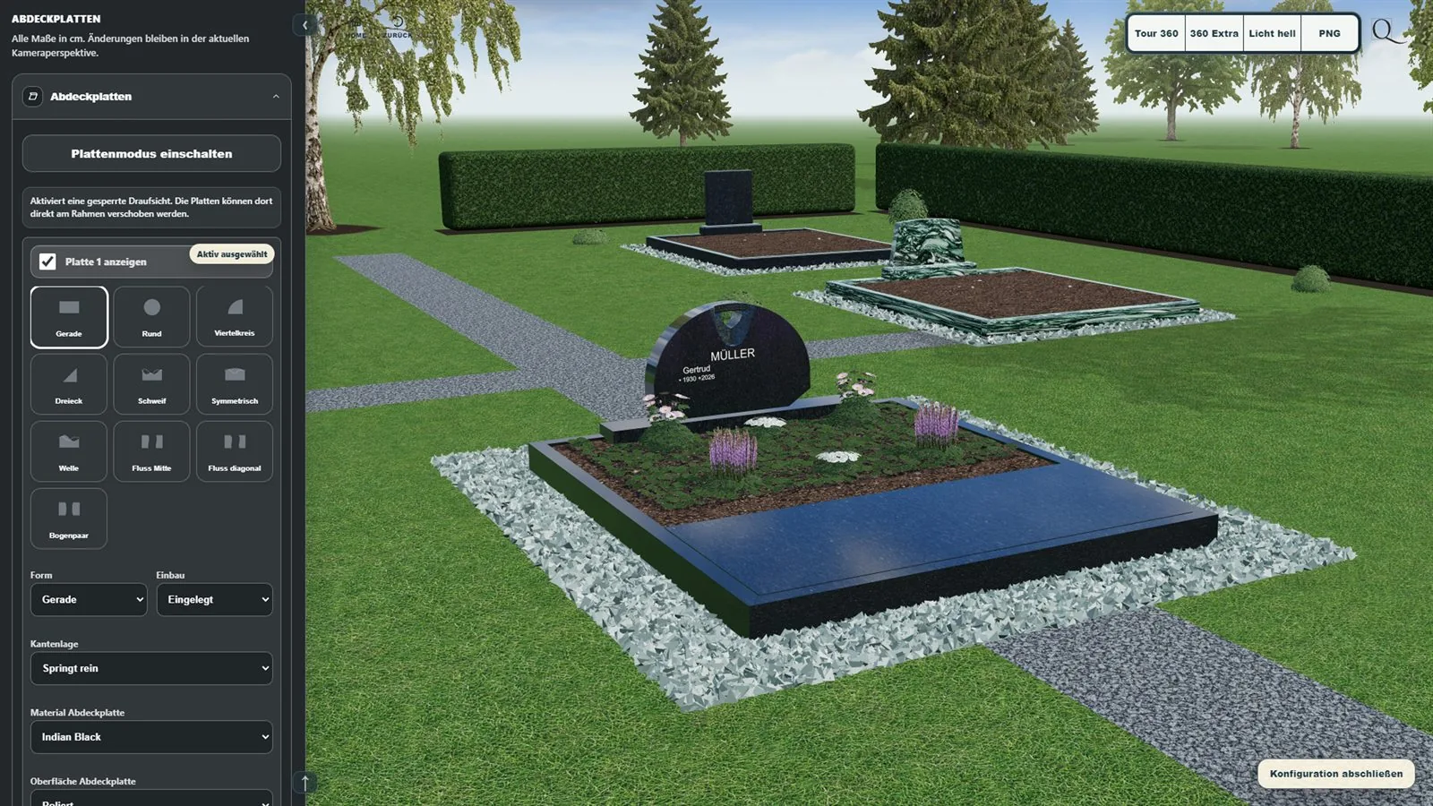 Original-QVADER-Ansicht einer Grabanlage auf dem Friedhof
